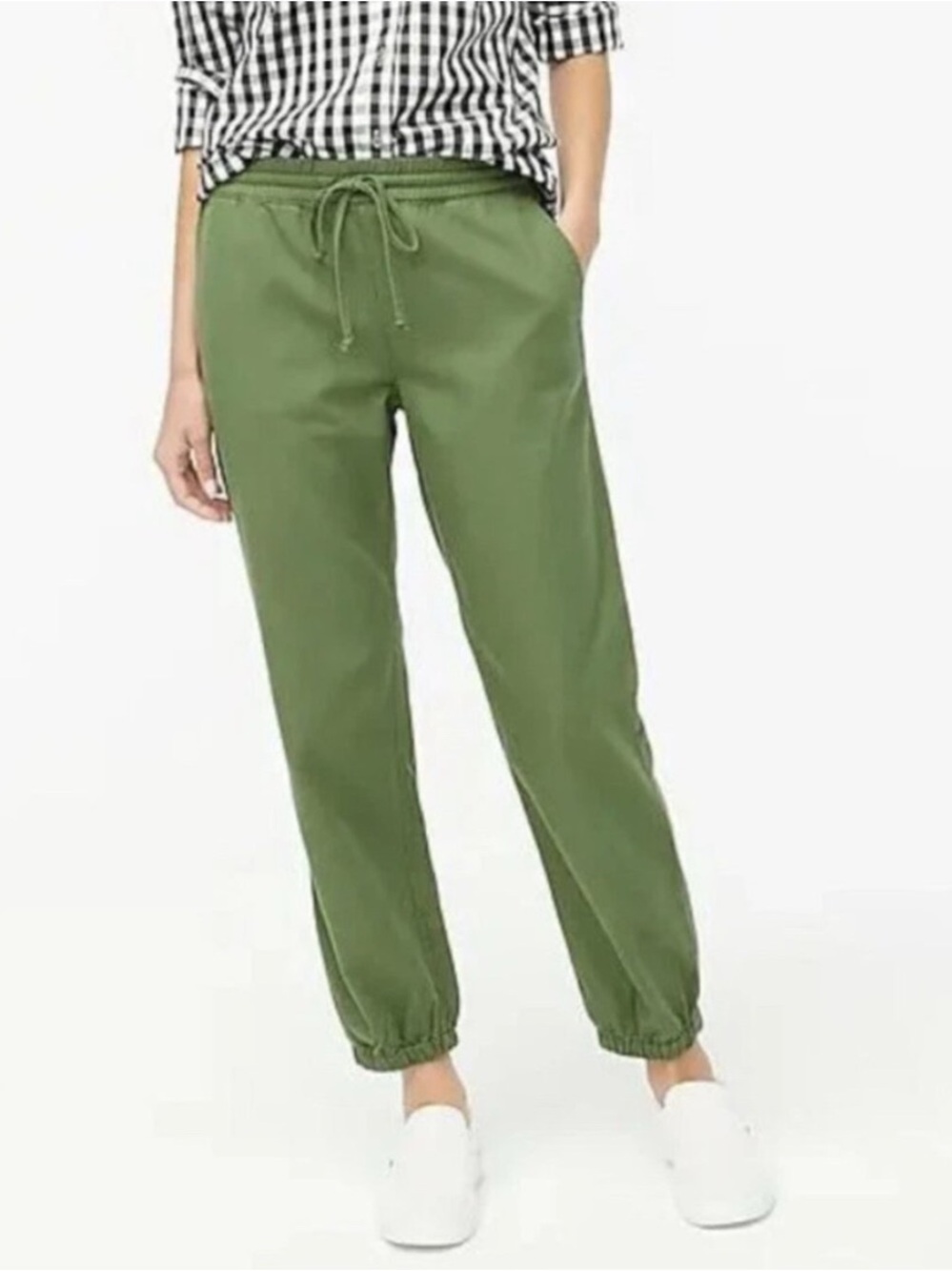 NWOT J. Crew Lightweight Cotton Twill Jogger Pant Trousers Olive Green Size M